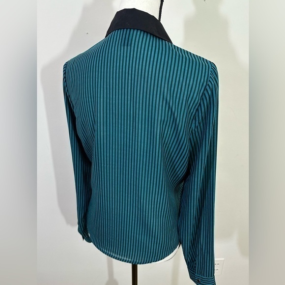 Forever 21 sz med blouse button down long sleeve black & Turquoise - Picture 8 of 13